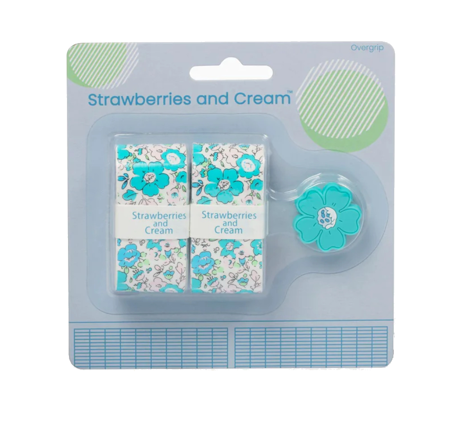Strawberries and Cream Tennis Overgrip and Dampener Set - Blue