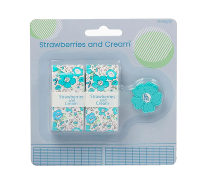 Strawberries and Cream Tennis Overgrip and Dampener Set - Blue