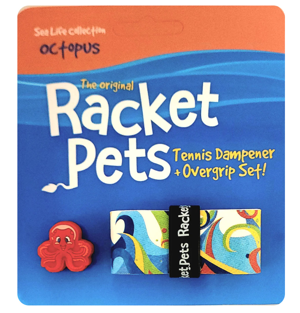 Racket Pets Octopus Overgrip Tape and Matching Shock Absorbing Dampener