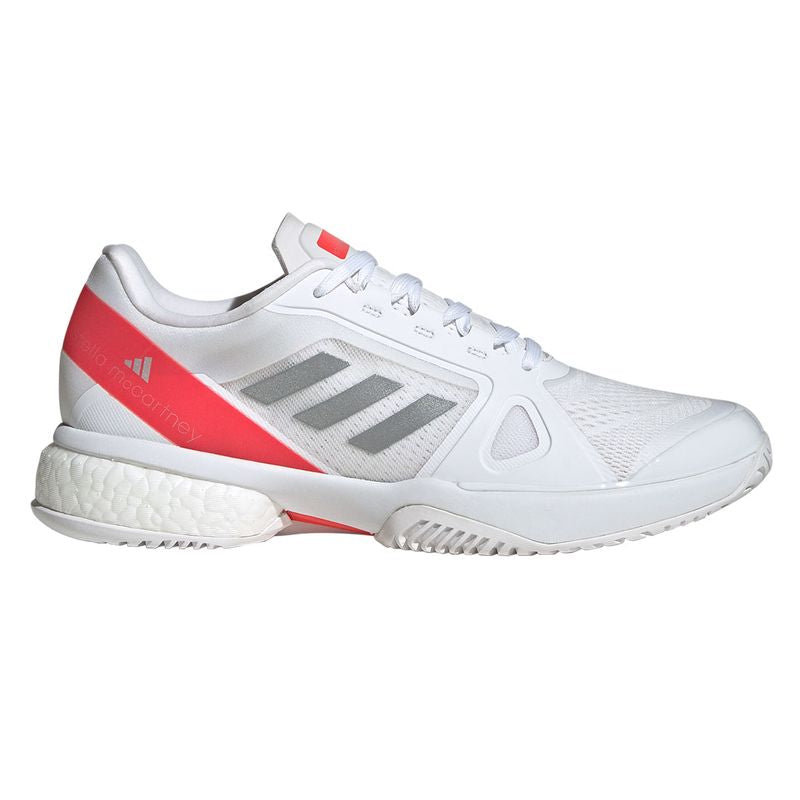 adidas Women's Stella Court Tennis Shoes, White/Silver Metallic/Lucid Red, Size 10