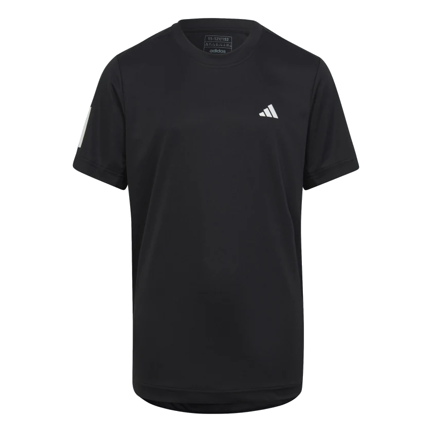 Adidas Boys Club 3 Stripe Tennis Tee Black