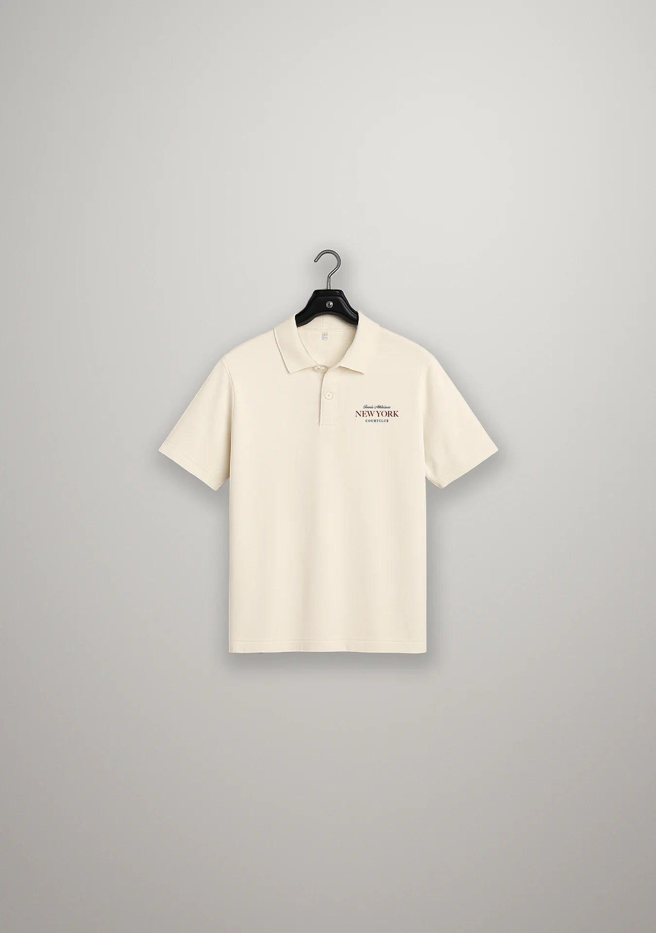 Unisex Court Club NYC Polo with Embroidery in Ivory