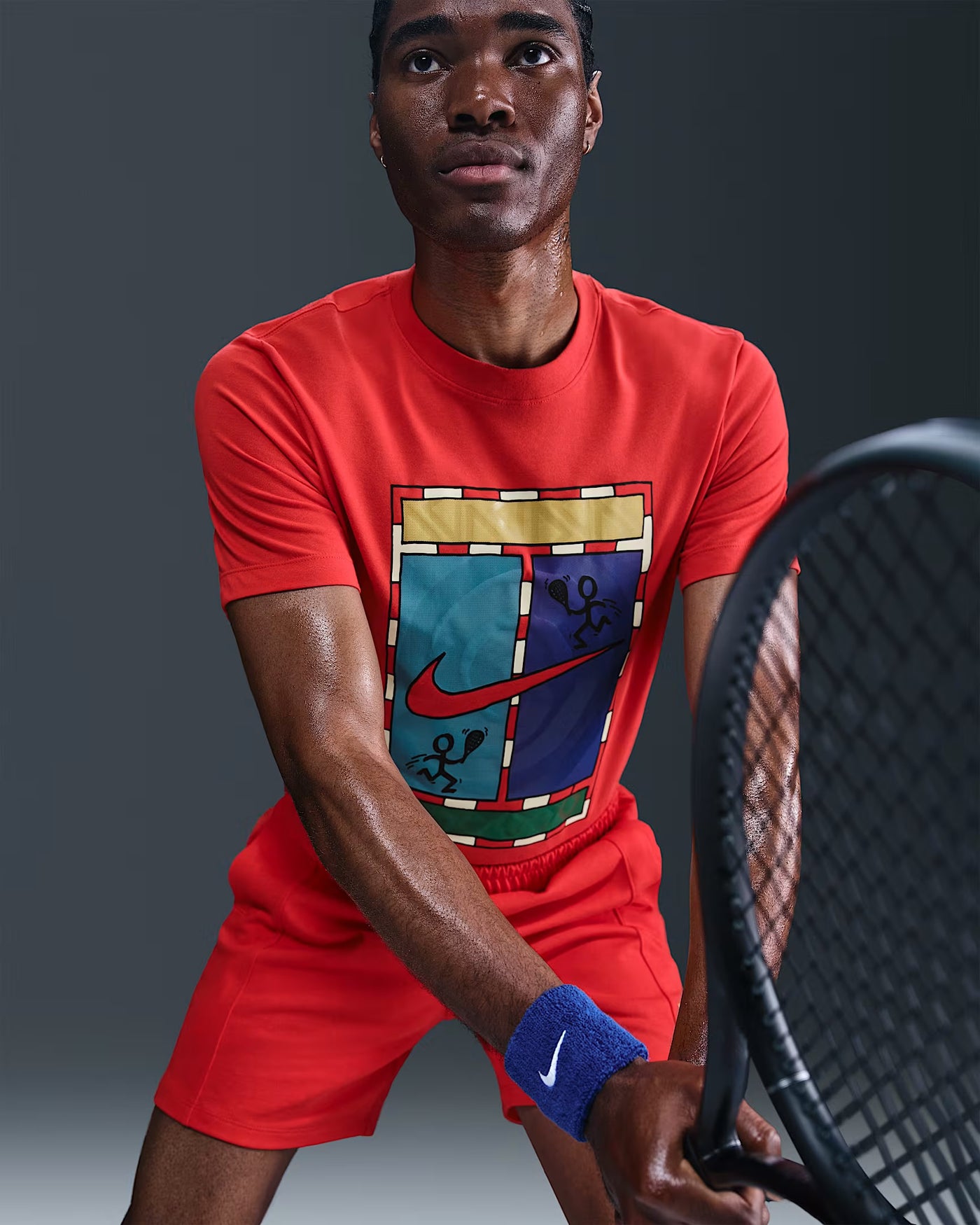 Mens NikeCourt Dri-FIT Tennis T-Shirt (Light Crimson)