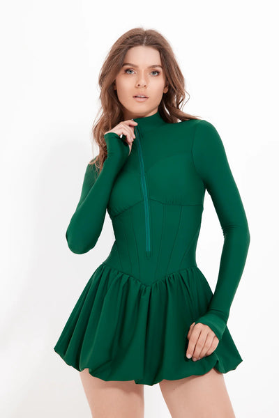 Ladies 11NIL Rome Long Sleeve Bubble Dress - Emerald
