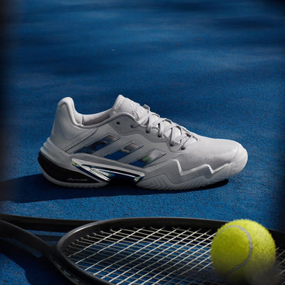 Ladies Adidas Barricade Tennis Shoe (Silver)
