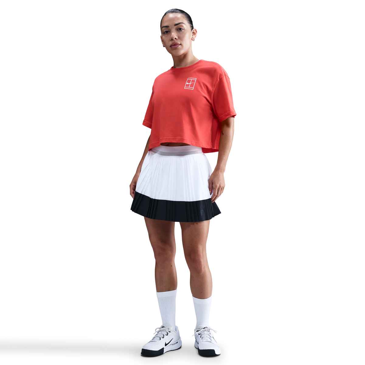 Ladies NikeCourt Dri-Fit Advantage Pleated Skirt (White/Black)