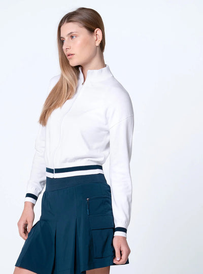 Ladies Lucky In Love Rally Mock Neck Cardigan