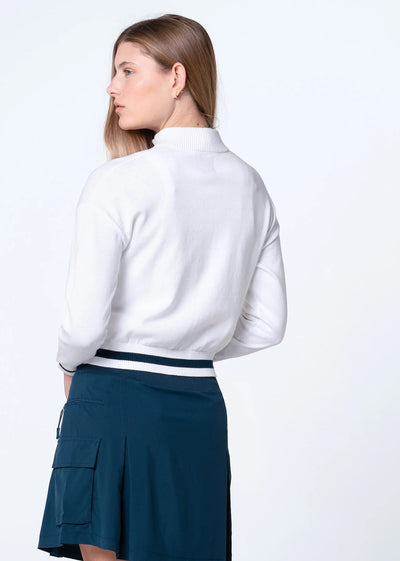 Ladies Lucky In Love Rally Mock Neck Cardigan
