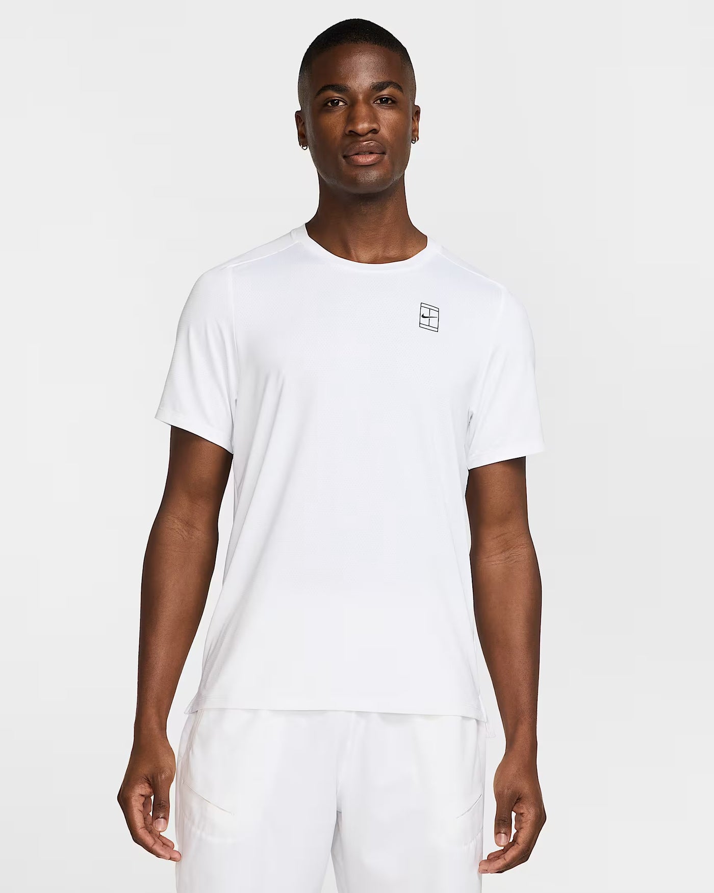 Mens NikeCourt Advantage Dri-FIT Tennis Top (White/Black)