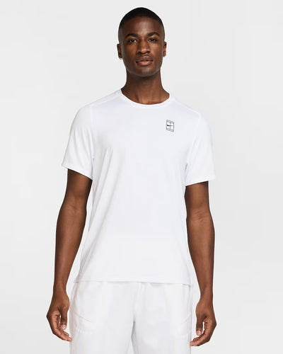 Mens NikeCourt Advantage Dri-FIT Tennis Top (White/Black)