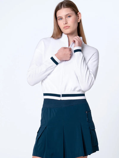 Ladies Lucky In Love Rally Mock Neck Cardigan
