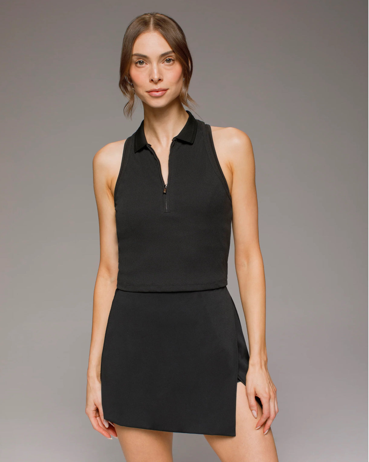 Ladies MICHI Shift Ribbed Tank Black
