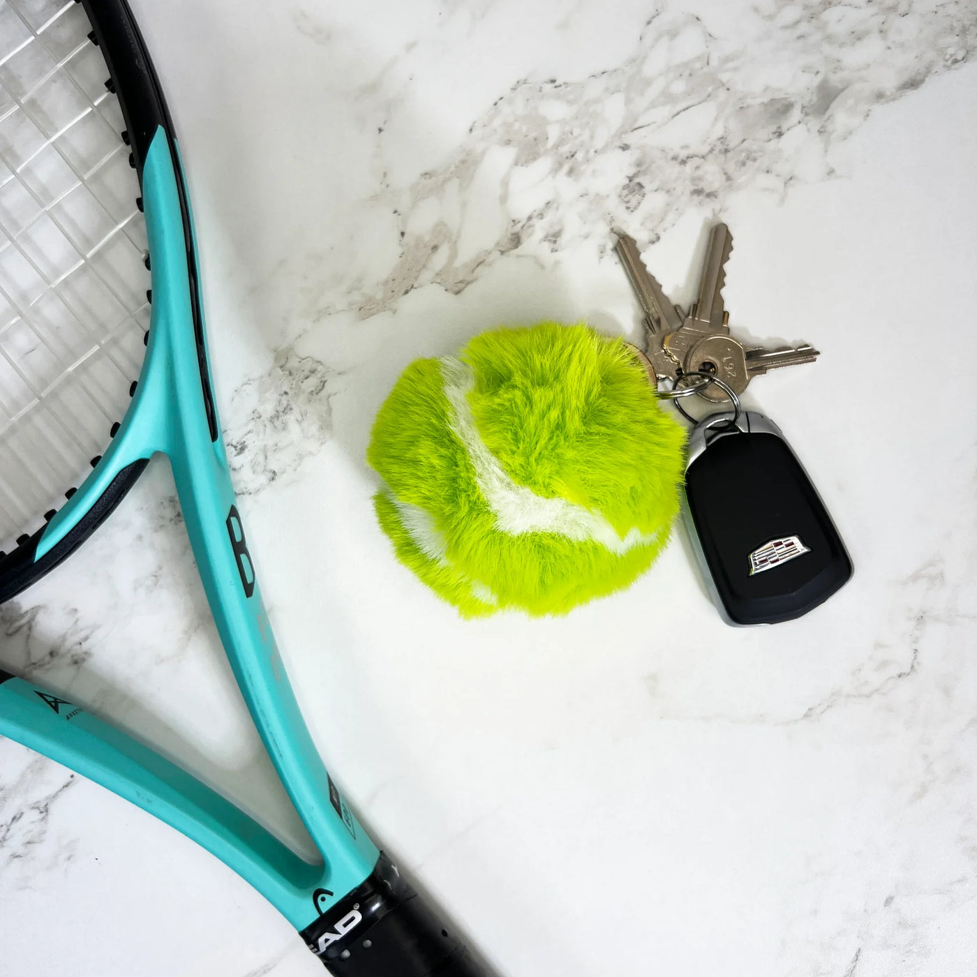 Fur Tennis Ball Keychain