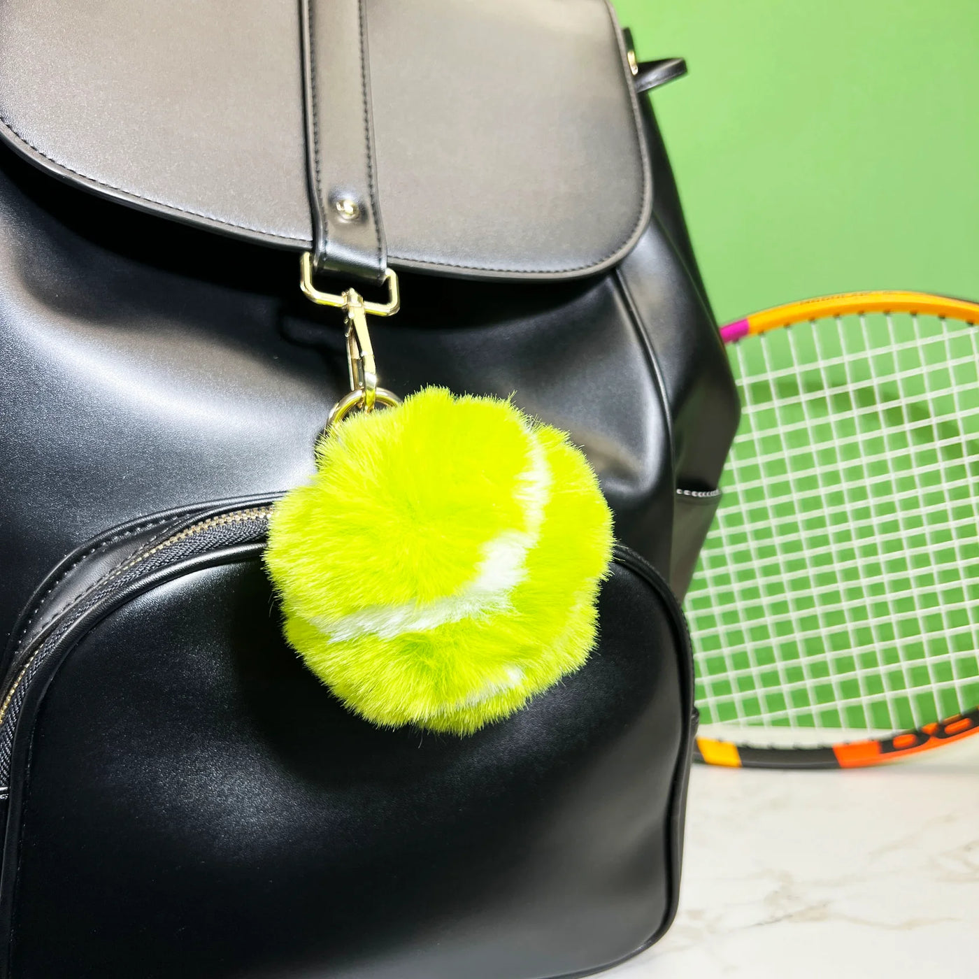 Fur Tennis Ball Keychain