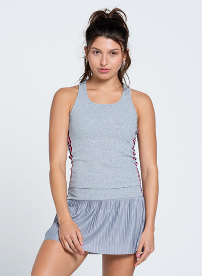 Ladies Lucky In Love Berry Stripe Rib Tank