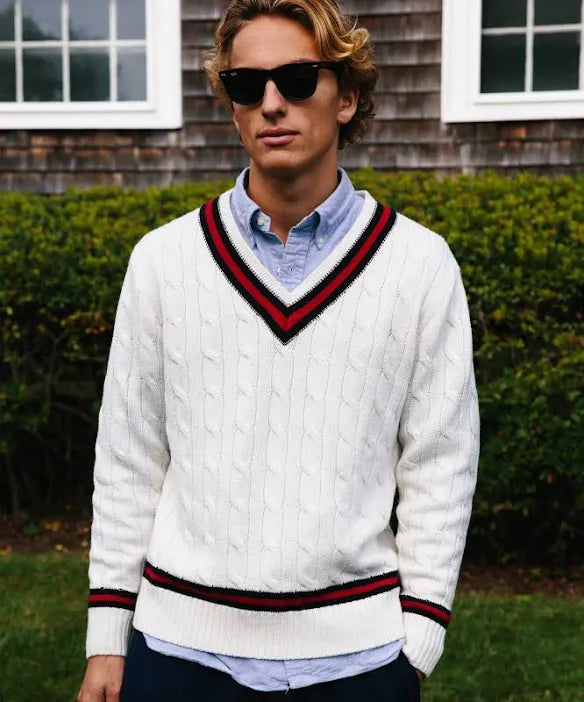 Mens Boast Cable Knit Tennis Sweater