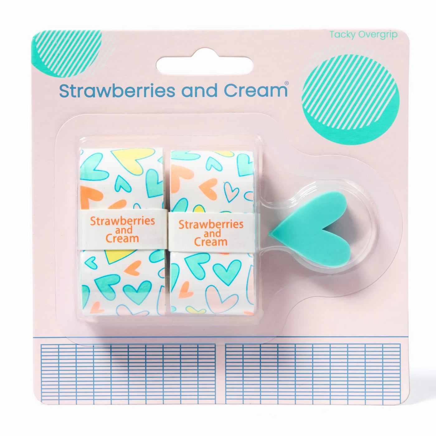 Strawberries and Cream Tennis Overgrip and Dampener Set- Pastel Hearts