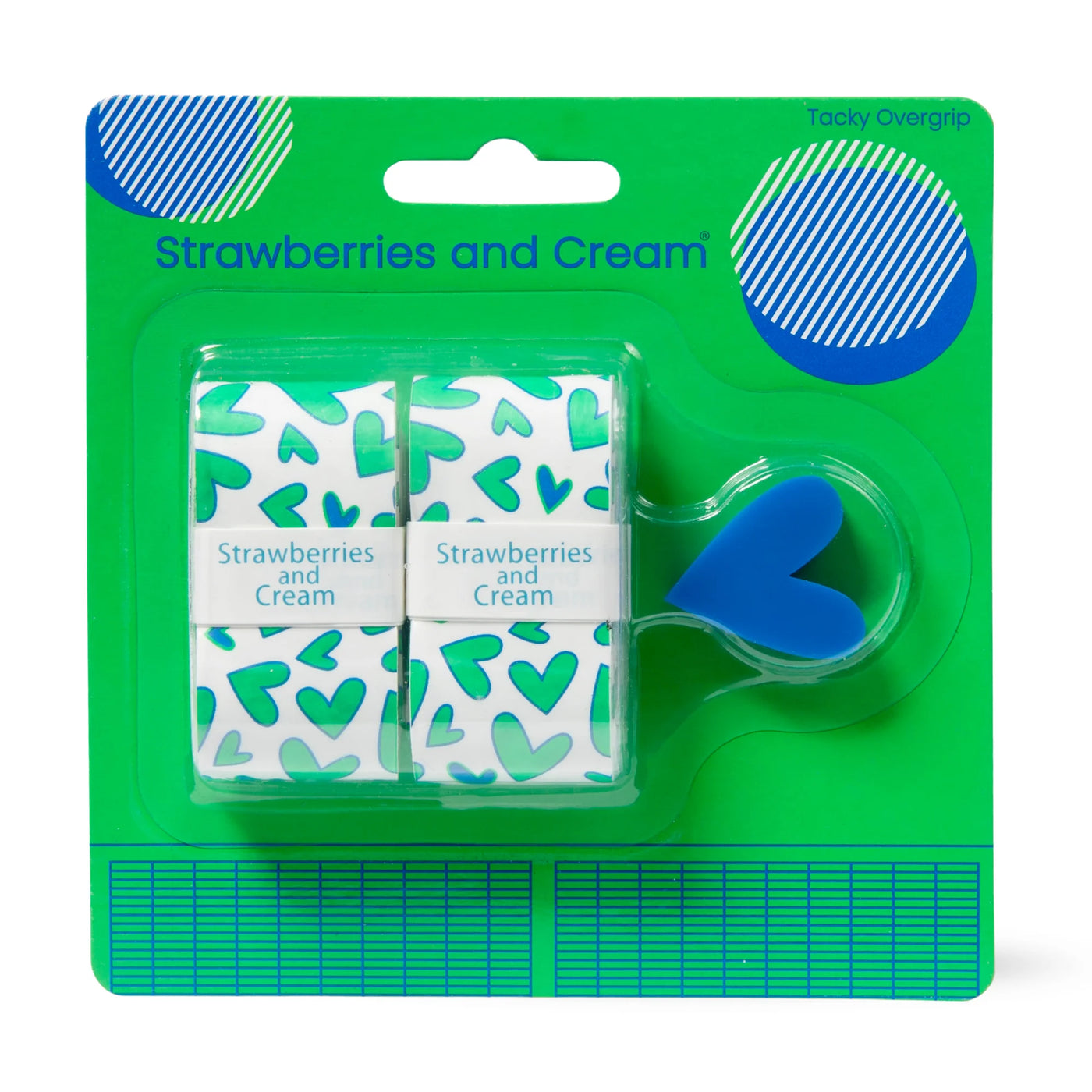 Strawberries and Cream Tennis Overgrip and Dampener Set- Green Hearts