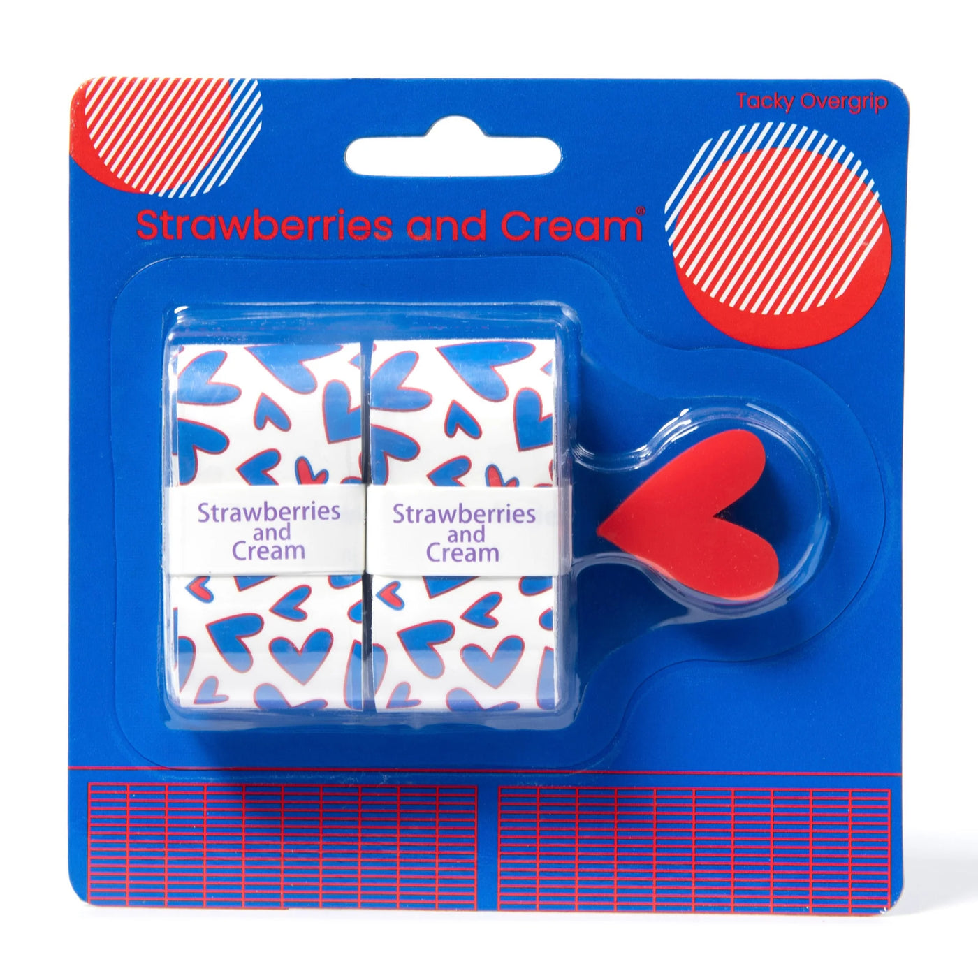 Strawberries and Cream Tennis Overgrip and Dampener Set- Blue Hearts