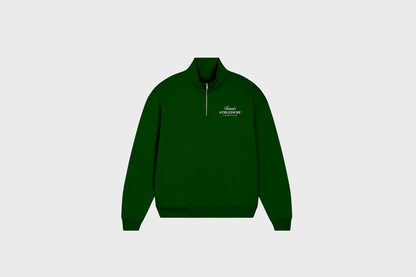 Unisex Court Club Green Embroidered Half Zip