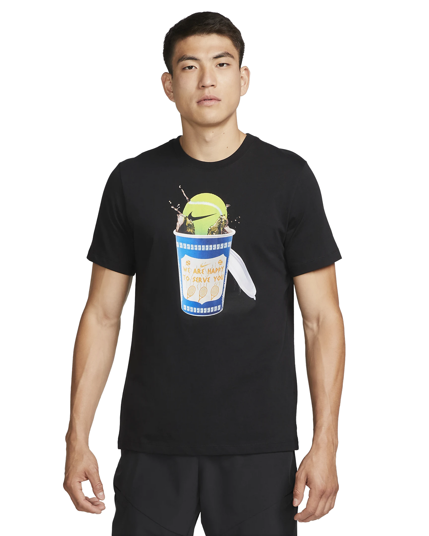 Mens NikeCourt Dri-Fit Tennis Tee (Black)