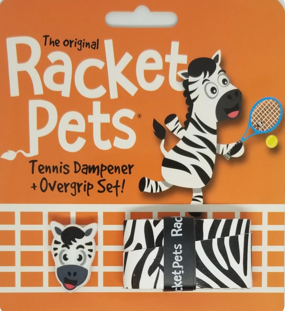 Racket Pets Zebra Black/White Overgrip Tape and Matching Shock Absorbing Dampener