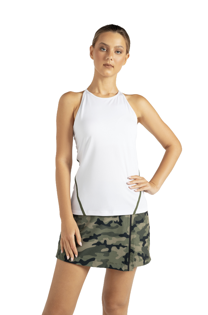 Ladies Inphorm Spin Tank (White/Militaire) FINAL SALE