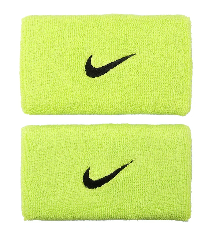 Nike Swoosh Doublewide Tennis Wristbands (Atomic Green)