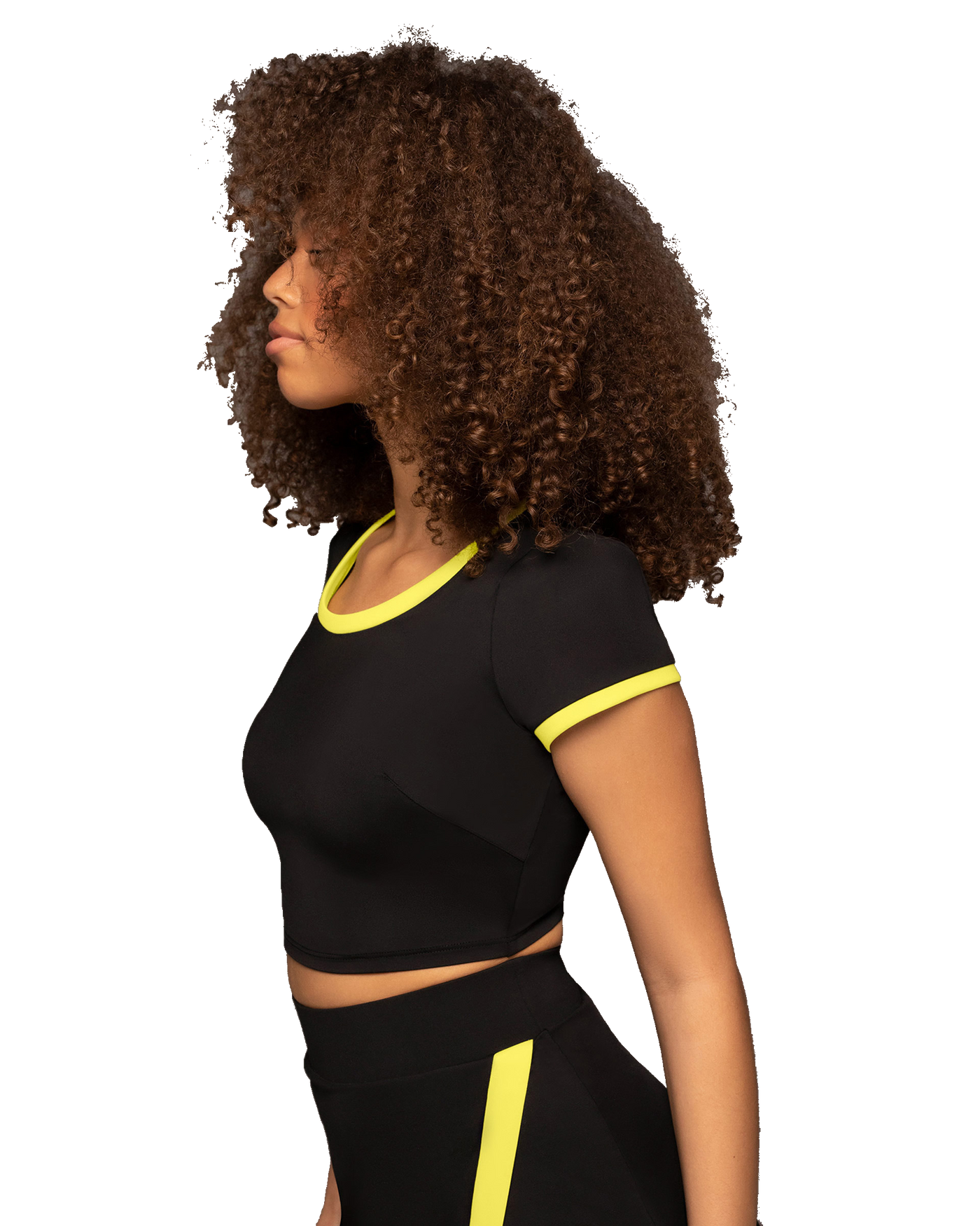 Ladies Michi Rival Crop Top (Black/Limao)
