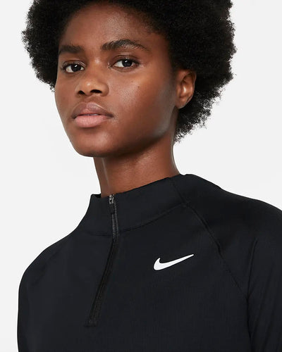 Ladies NikeCourt Victory Dri-Fit Long Sleeve 1/2 Zip Top (Black)