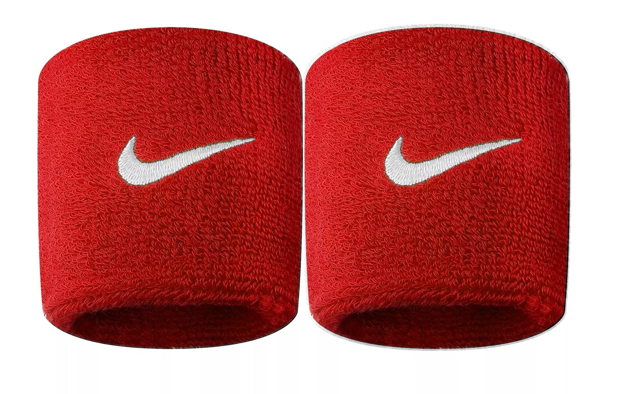 Nike Swoosh Singlewide Tennis Wristbands (Red)